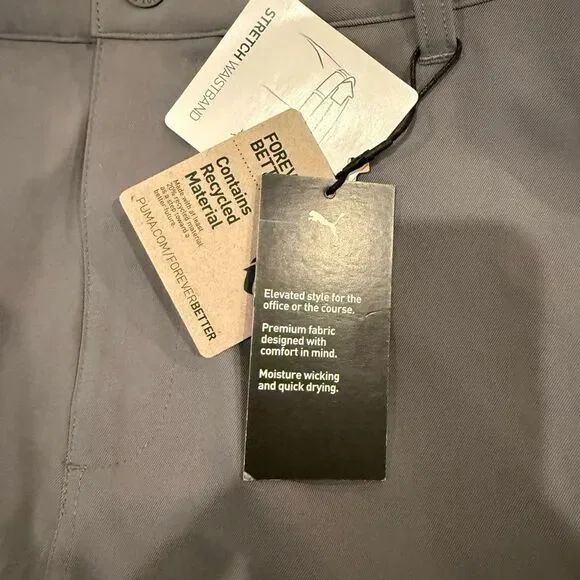 PUMA Men’s Golf Shorts 34 Gray Stretch Waistband UPF 50+ Moisture Wicking - Picture 8 of 9